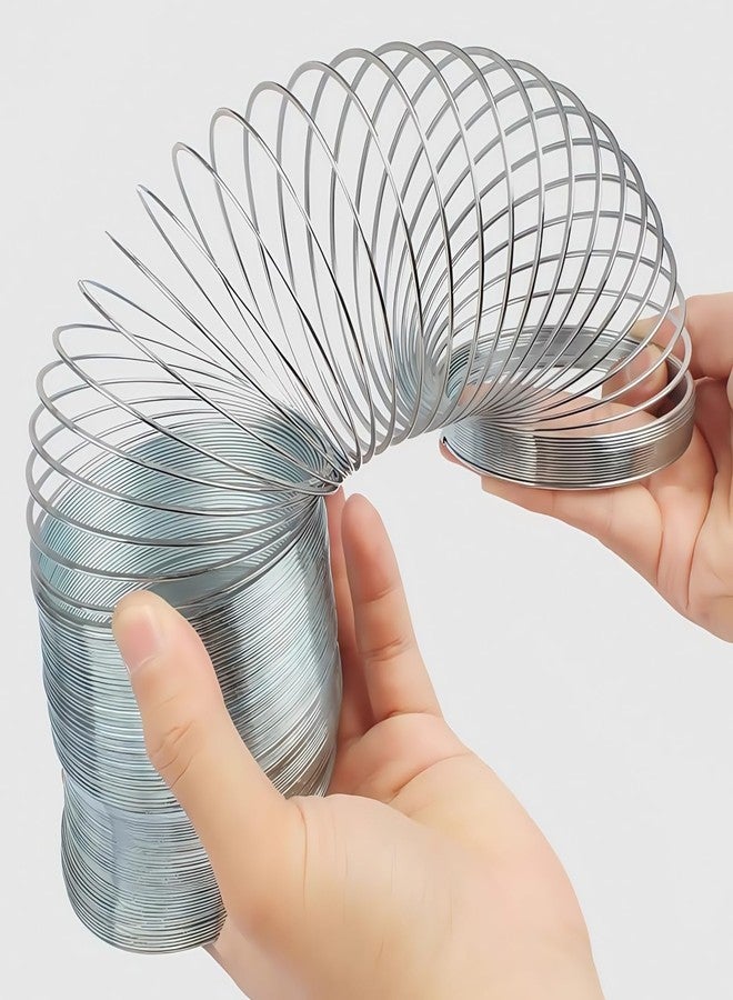Yoqanr Metal Wave Form Spring Toy, Classic Physics Toy - 4" Unstretched Length x 3.15" Diameter, Magic Coil Metal Slinky Stress Relief Classic Mini Kids Toy, Extra Long(Silver) - Image 4